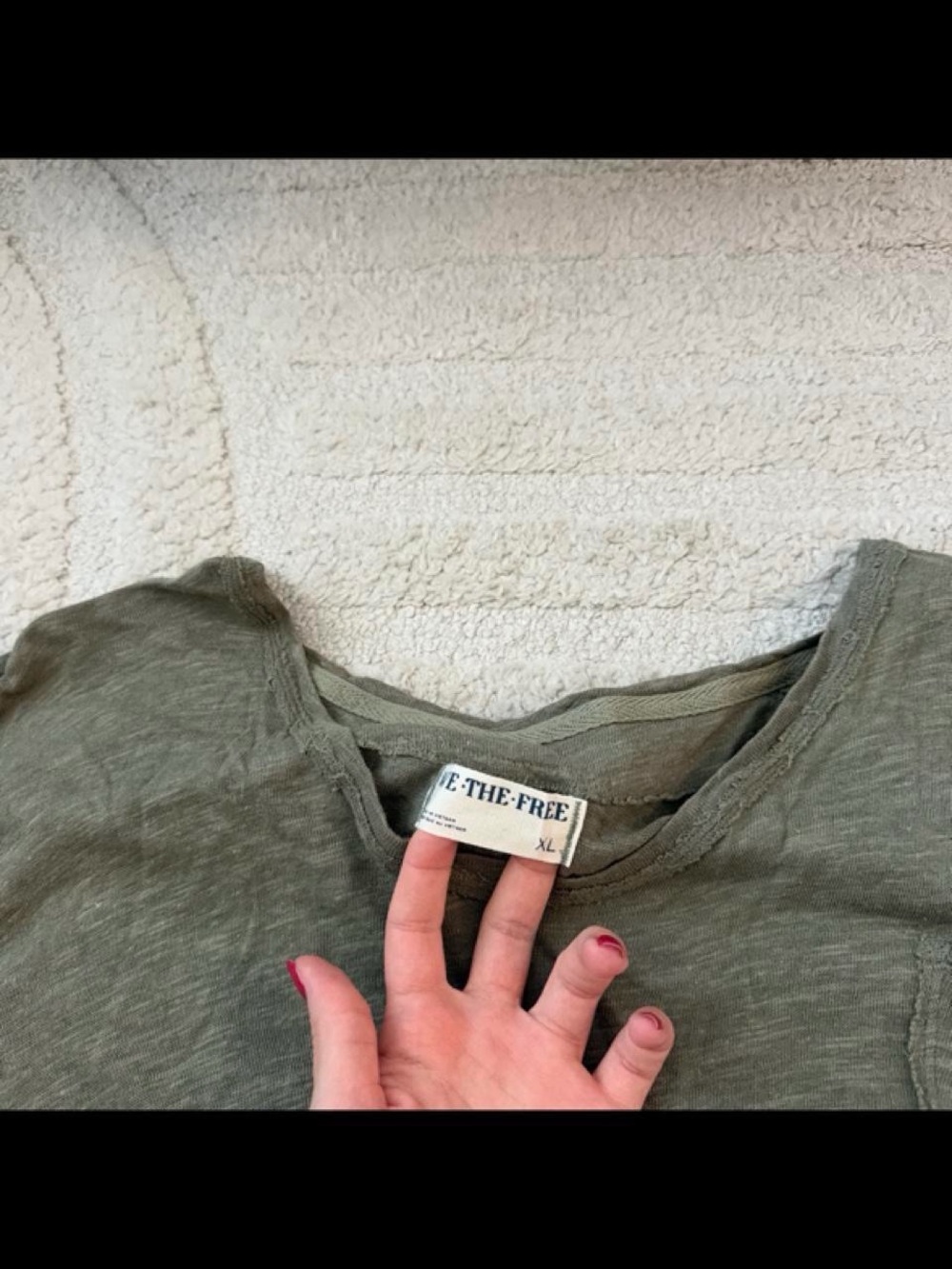 We The Free Olive Green Slub Crew Neck Tee